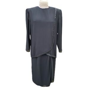 Jo Hanna York by Joan Davis Vintage Modest Drop Waist Sz. 18 Beaded Trim